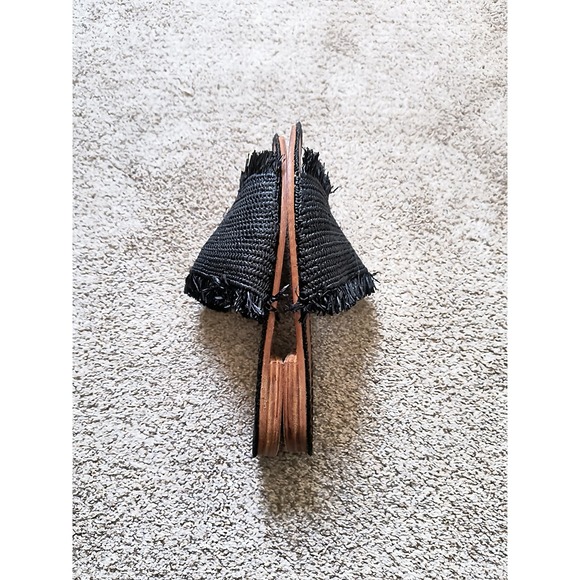 Proud Mary Womens Raffia Fringe Slip On  Sandal In Black Footwear Size 6 - Picture 3 of 5